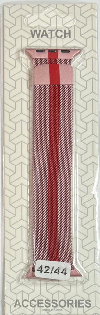 Curea metalica ceas Pink with Red 42-44 mm